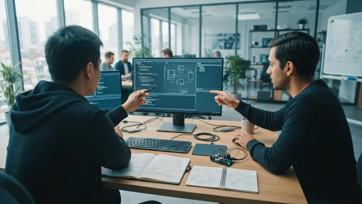 Developers testing a small software feature during a short work cycle