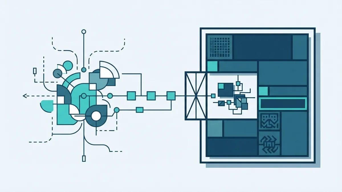 Geometric illustration showing public and private API access paths