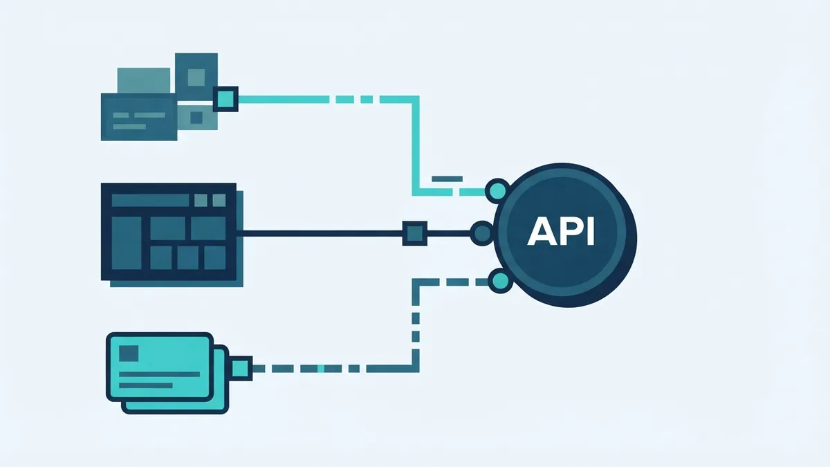 Geometric API request paths connecting software systems through one central node