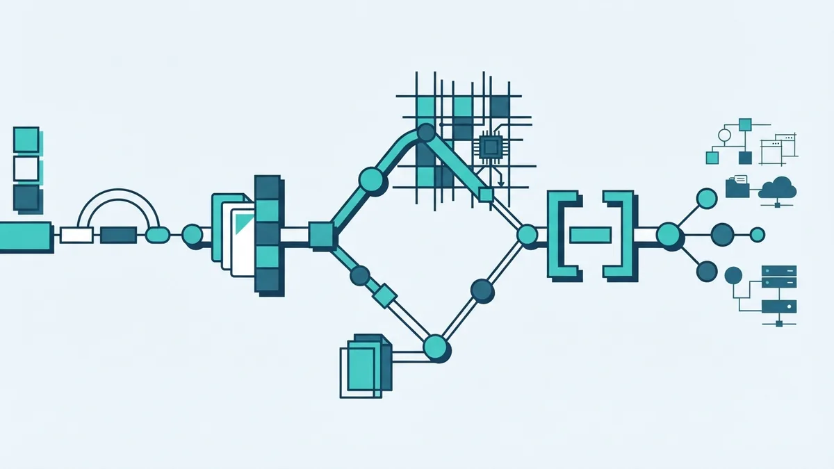 Abstract software pipeline navigating release risks and delivery barriers