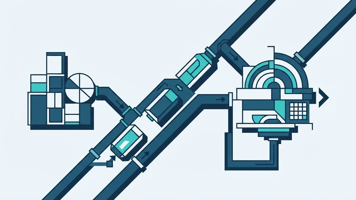 Small steps in agile development Connected software modules showing small, adaptable steps in agile development