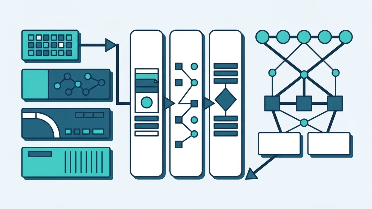 Abstract workflow structures representing Scrum, Kanban, and XP development methods