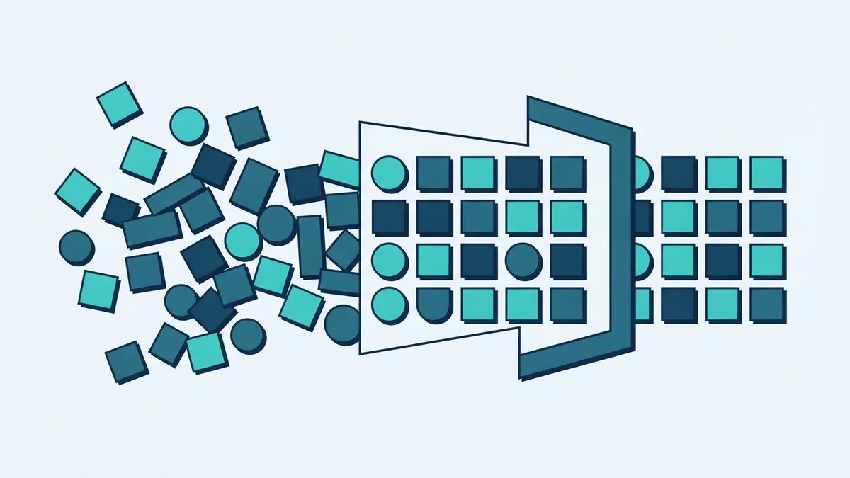 Geometric data preparation flow turning scattered records into a clean selected dataset