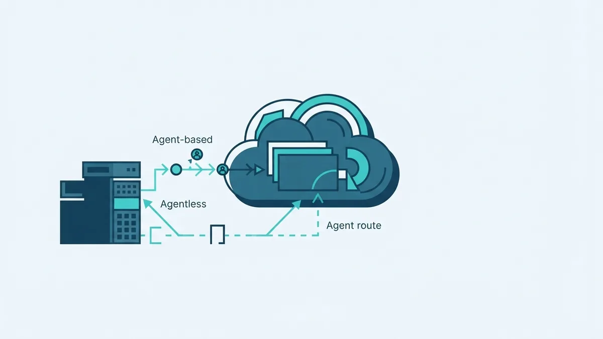 Two server migration paths Geometric server cluster showing two routes for moving workloads into a cloud environment