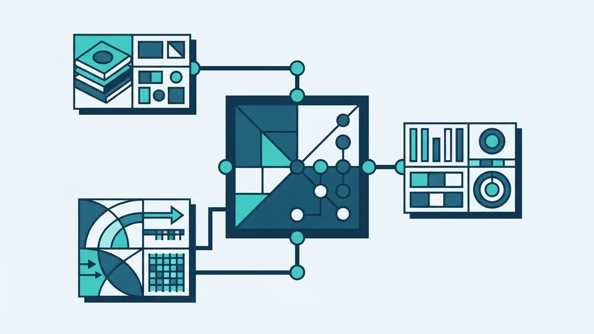 Three Scrum roles working together Abstract Scrum roles shown as three connected blocks around a shared delivery goal