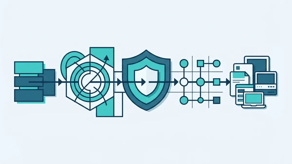 Secure software delivery pipeline Abstract secure software pipeline with protected data paths and connected system nodes
