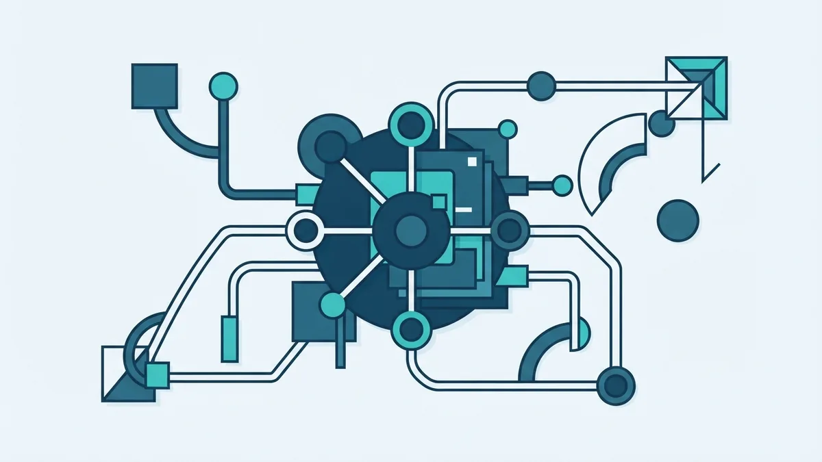 Agile values connect teams and feedback Connected geometric nodes represent teamwork, feedback, and adaptable Agile principles