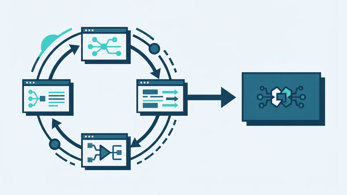 Iterative workflow in a Scrum project Geometric workflow showing software tasks moving through an iterative Scrum cycle