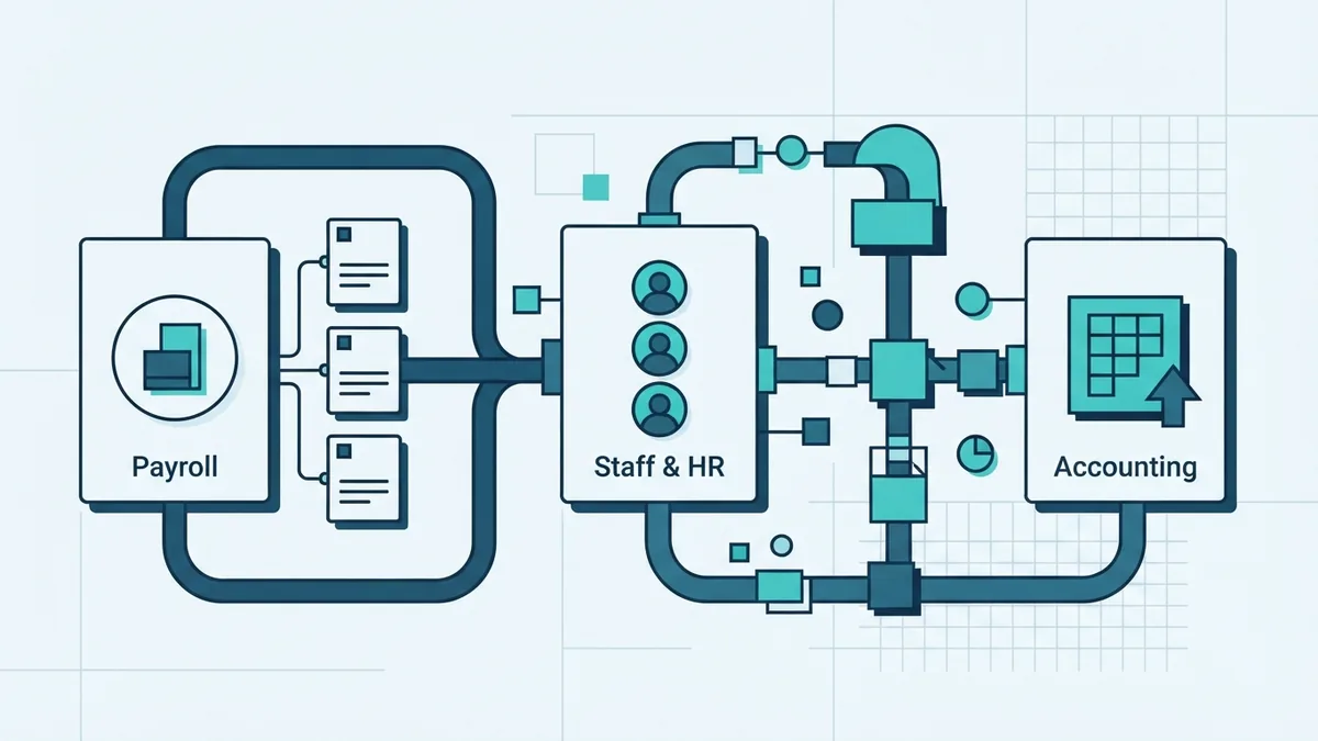 Abstract HR payroll and accounting outsourcing data flow
