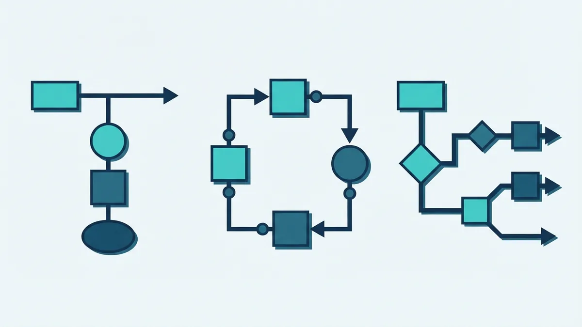 Abstract process paths show different software development models and their distinct work cycles
