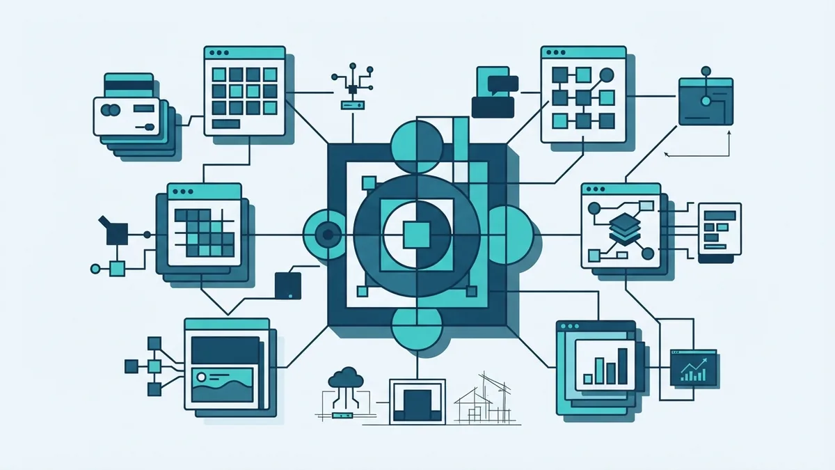 Abstract CRM platforms arranged around one shared business data core