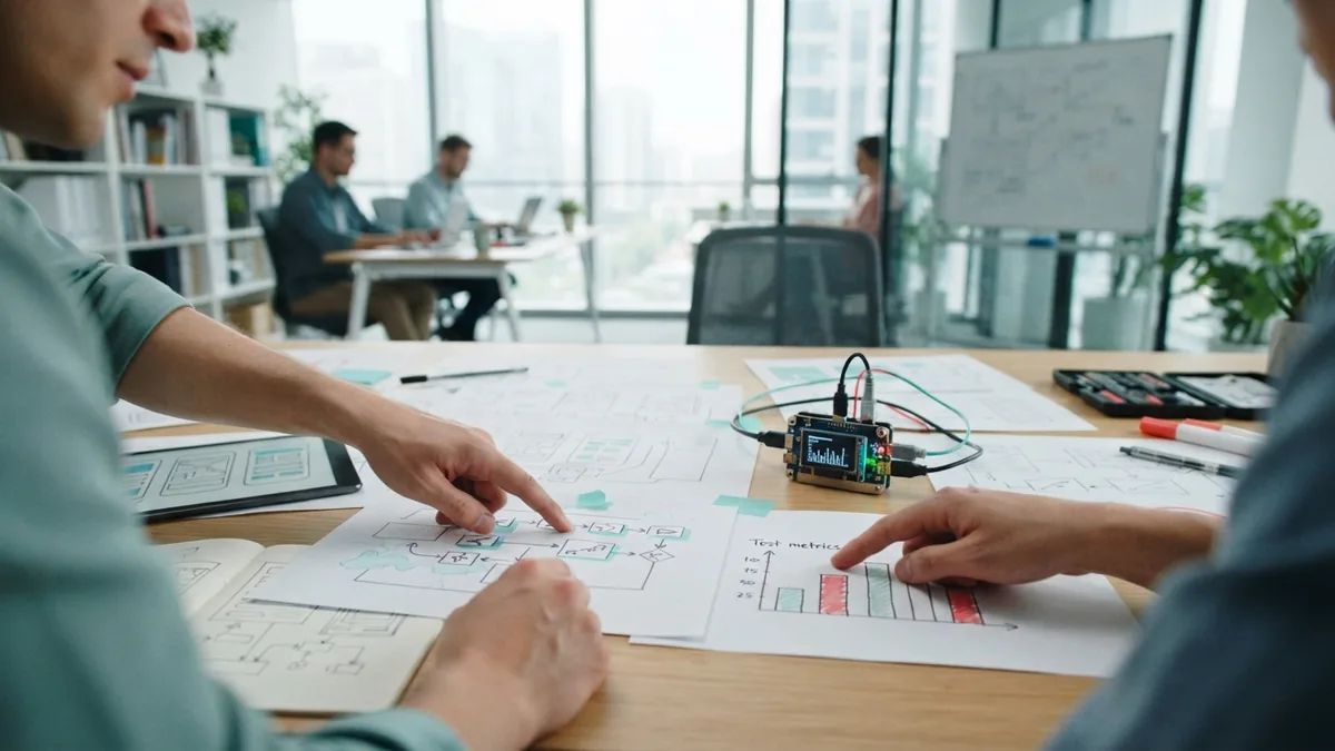 Product team reviewing a small release plan and user testing results
