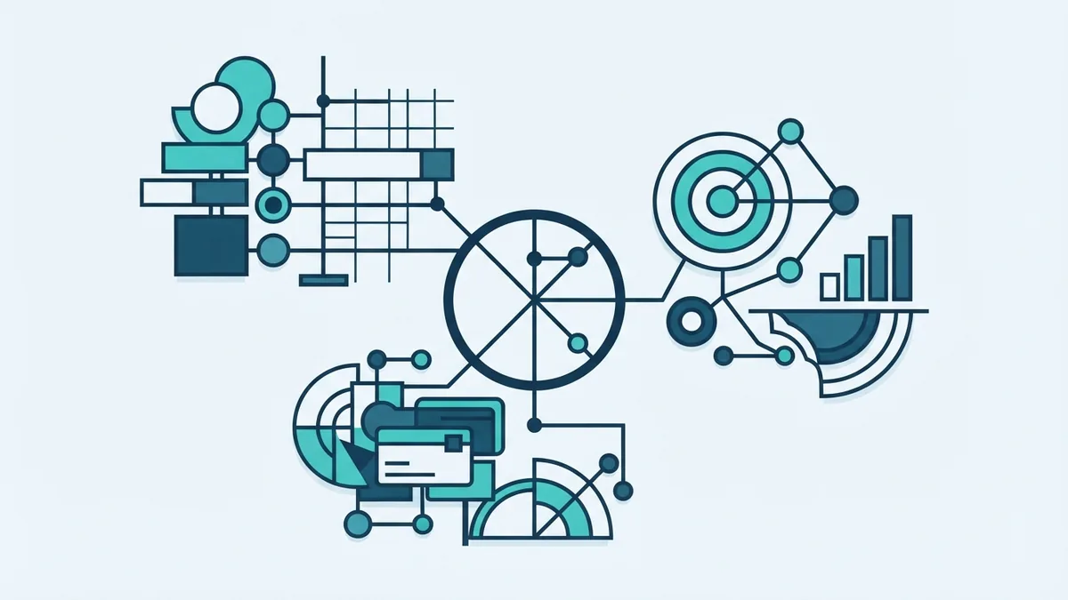 Abstract illustration of three connected CRM system types and data paths