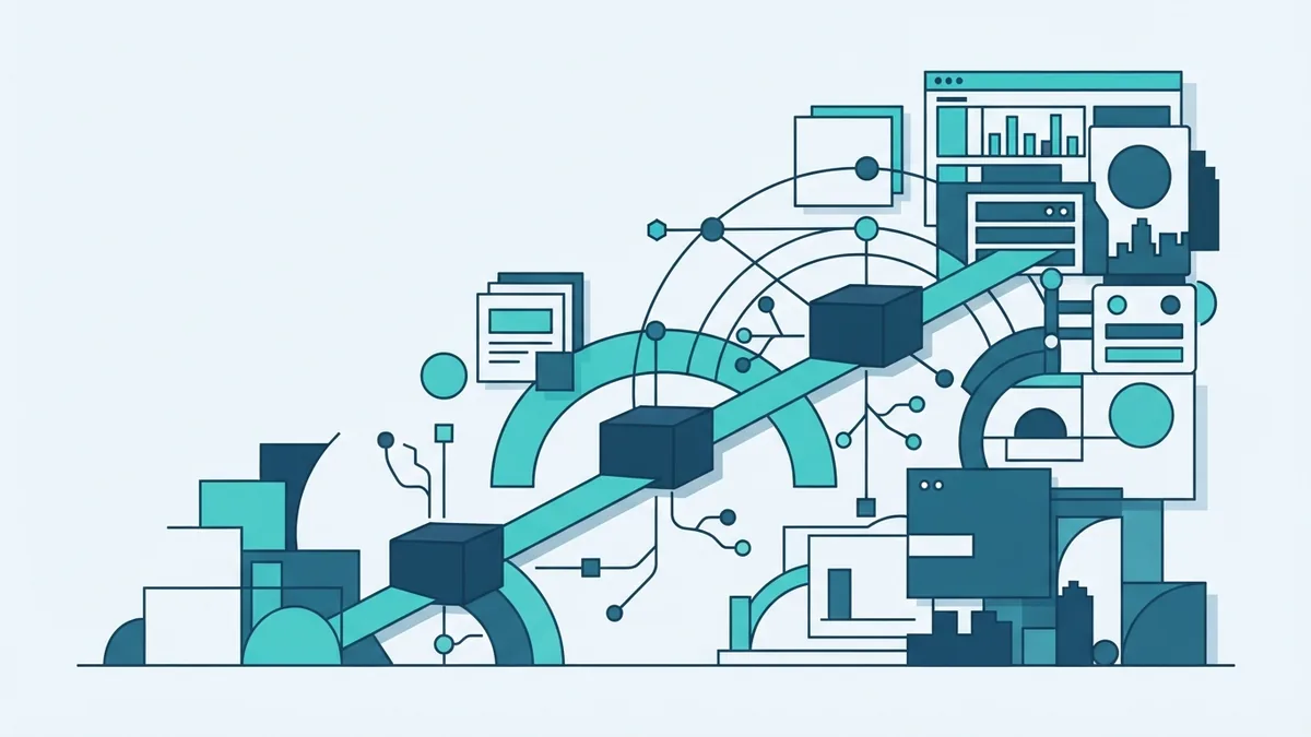 Future language model networks Abstract future AI model network with routed paths and connected language systems